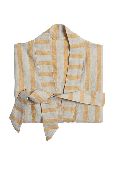 Parachute Linen Stripe Robe in Natural & Yellow