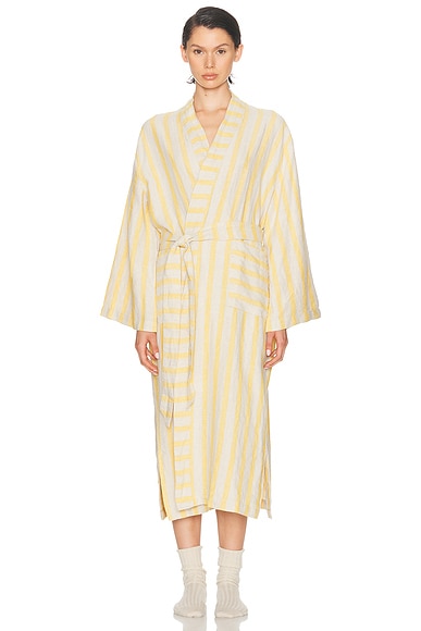 Parachute Linen Stripe Robe in Natural & Yellow