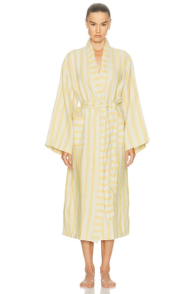 Parachute Linen Stripe Robe in Natural & Yellow