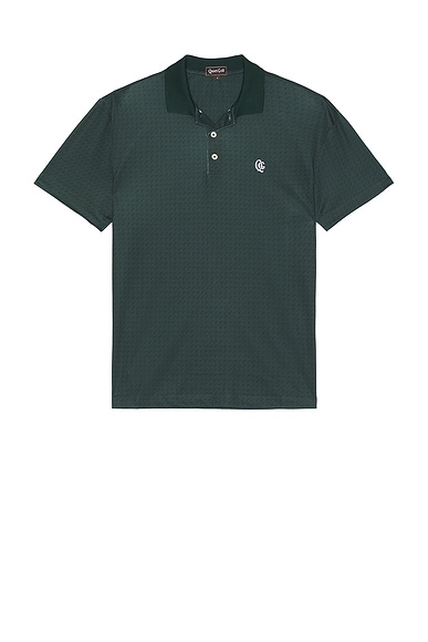 Quiet Golf Monogram Crater Polo in Forest