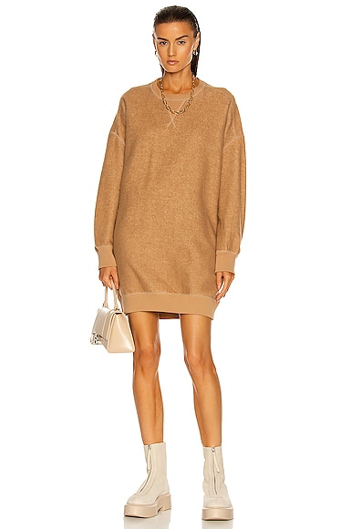 R13 Terry Grunge Sweatshirt Dress in Camel | FWRD