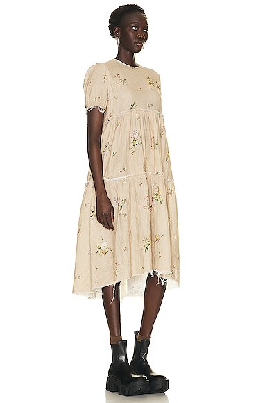 R13 SHREDDED RELAXED MIDI DRESS