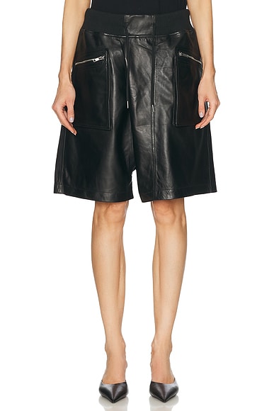 R13 Crossover Leather Short in Black