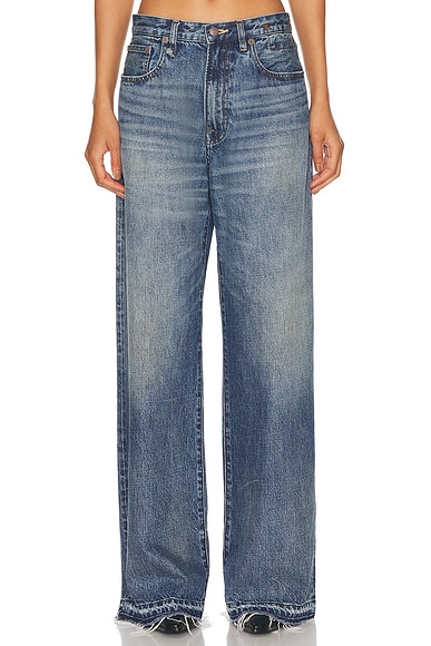 R13 D'arcy Loose Straight Leg in Barter Indigo