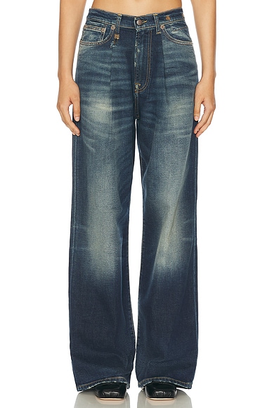 R13 Damon Pleated Baggy Leg in Ansel Blue
