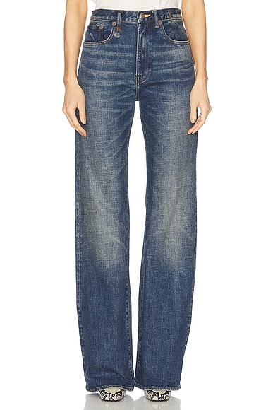 R13 Jane Straight Leg in Mire Blue Stretch
