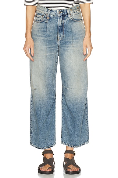 R13 Crop Wide Leg in Veiled Blue