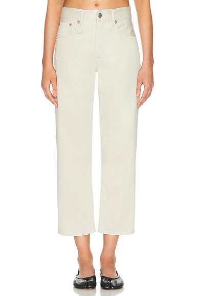 R13 Romeo Cropped Straight Leg in Ivory Sateen