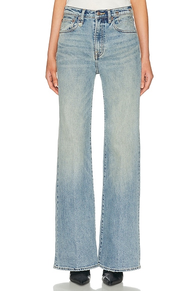 R13 Charlotte Flared Leg in Patton Blue Stretch
