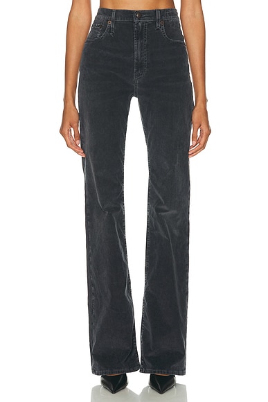 R13 Jane Flare in Obsidian Stretch Cord Black