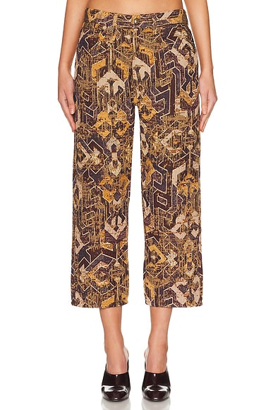 R13 X-BF Straight Leg in Geo Brown Jacquard