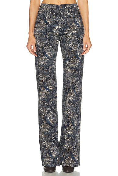 R13 Jane Straight Leg in Blue Paisley Sateen