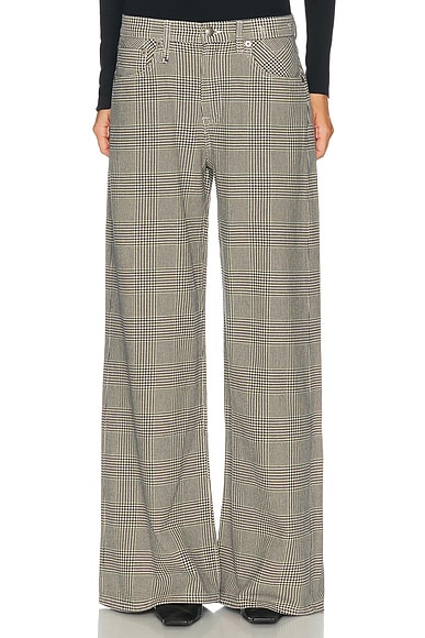 R13 Darcy Flare Leg in Prince Of Wales Grey Check