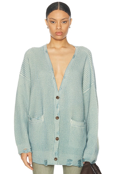 R13 Oversized Cardigan in Light Sky Blue