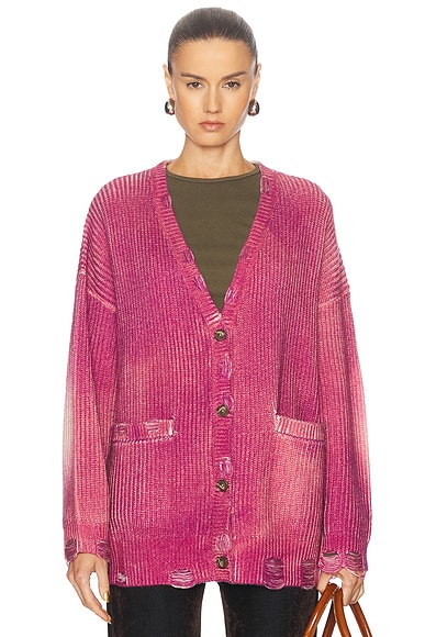 R13 Oversized Cardigan in Raspberry Print