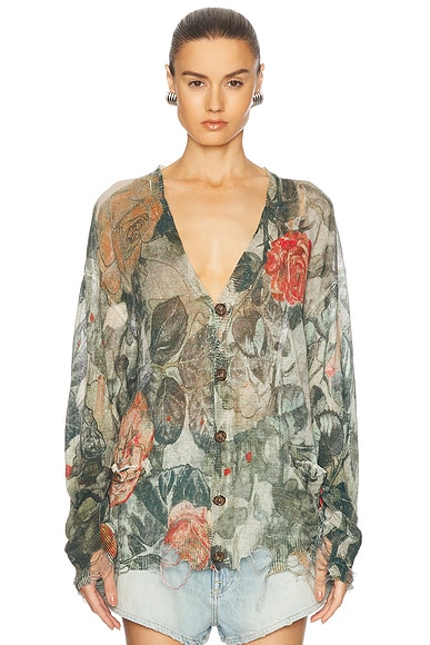 R13 Boyfriend Cardigan in Camo Rose