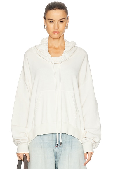 R13 Funnel Neck Cropped Popover in Ecru