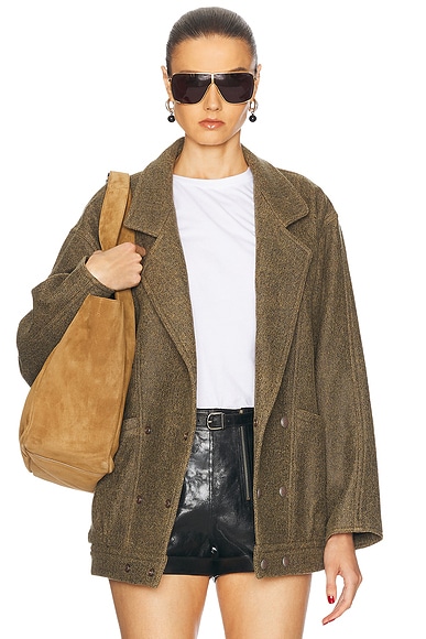 R13 Double Breasted Jacket in Coated Wool