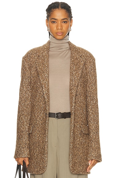 R13 Oversized Ragged Blazer in Dark Camel Brown