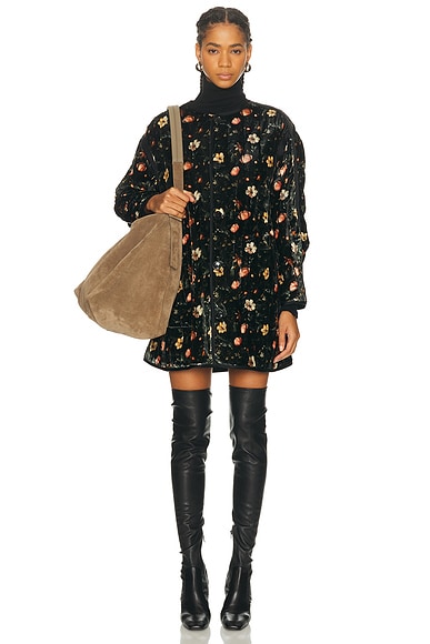 R13 Padded Taped Liner Coat in Multifloral Black