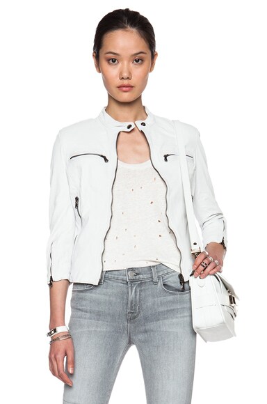 R13 Cafe Racer Jacket in White FWRD