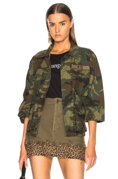 R13 Shrunken Abu Jacket in Camo | FWRD