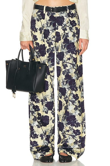 R13 Double Pleat Trouser in Black & Cream Floral