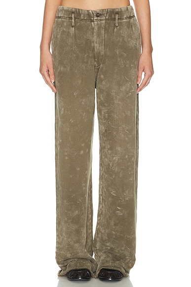 R13 Double Pleat Sweatpant in Acid Olive Green