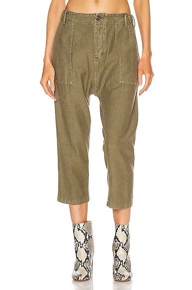 R13 Utility Drop Crotch Pant in Fatigue 