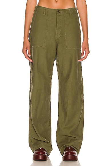 R13 Wide Leg Utility Pant in Olive