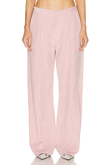 R13 Wide-leg Exposed Seam Trousers In Lt Pink Washed Ve