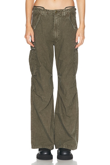 R13 Wide Leg Cargo Pant in Olive