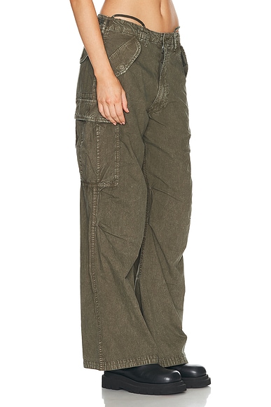 Shop R13 Wide Leg Cargo Pant In Olive