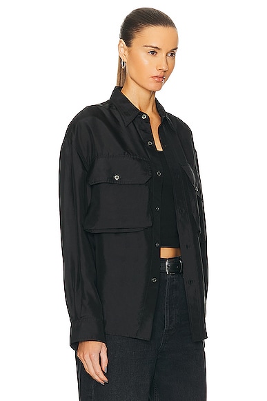 Shop R13 Oversized Pocket Shirt In Black