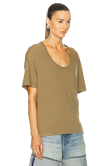 Shop R13 Scoop Neck Relaxed Tee In Light Olive