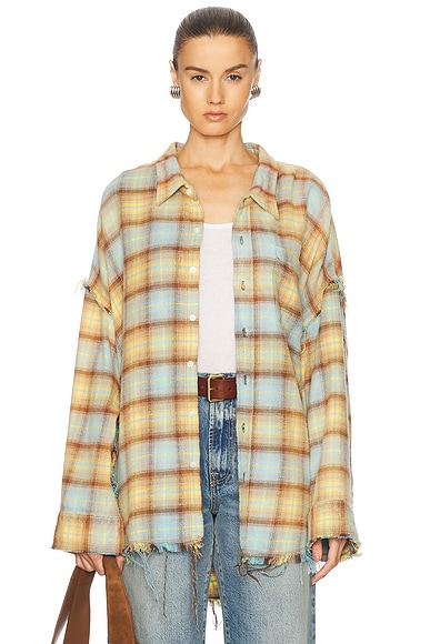 Shredded Seam Drop Neck Top
