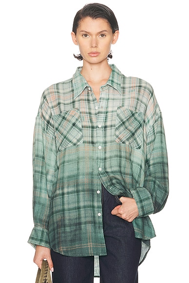 R13 Dropped Neck Workshirt in Dipped Black