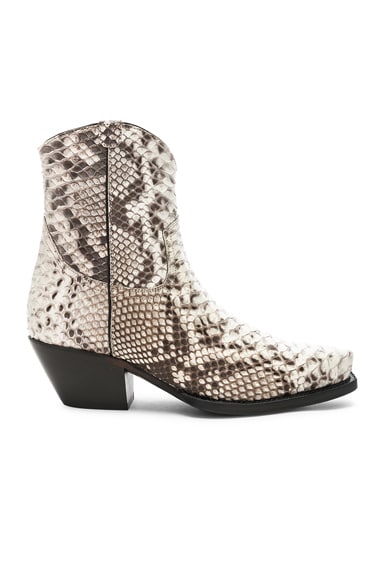 Snakeskin Embossed Cowboy Ankle Boots