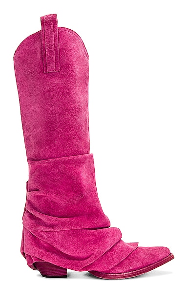 R13 Gathered Western Knee-high Boot In Pink