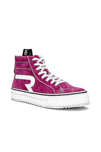 Shop R13 The Rogue Sneaker (single Stack) In Bright Pink Suede