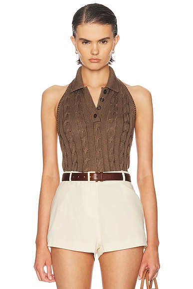Ralph Lauren Collection Sleeveless Halter Polo Sweater in Portobello