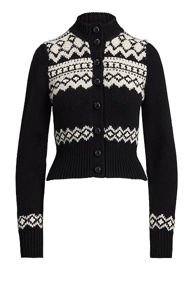 Ralph Lauren Collection Cropped Cardigan in Black & Cream