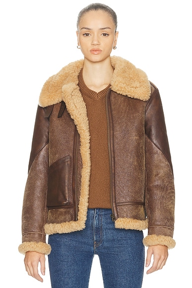 Ralph Lauren Collection Reymond Shearling Coat in Dark Toffee & Nutmeg