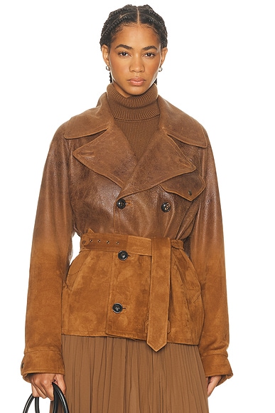 Ralph Lauren Collection Eldrigde Moto Jacket in Distressed Brown