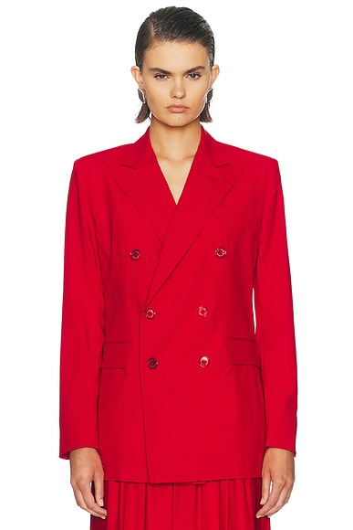 Ralph Lauren Collection Tropical Wool Ramona Blazer in Bright Red