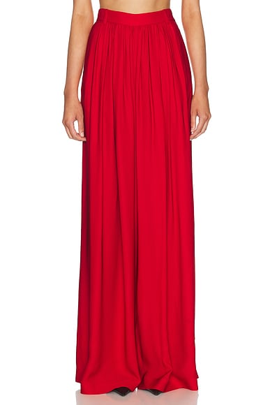 Ralph Lauren Collection Vannesa Full Length Pleated Pant in Bright Red