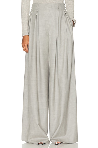 Ralph Lauren Collection Greer Wool Pleated Pant in Pearl Grey Melange