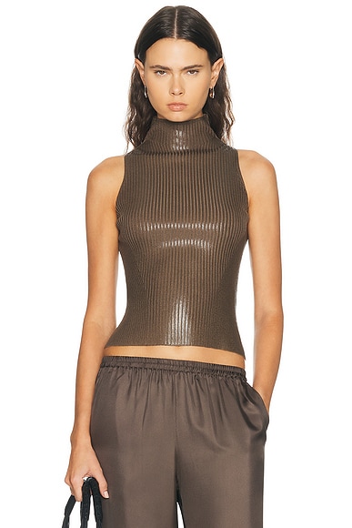 Ralph Lauren Collection Sleeveless Mockneck Sweater in Portobello