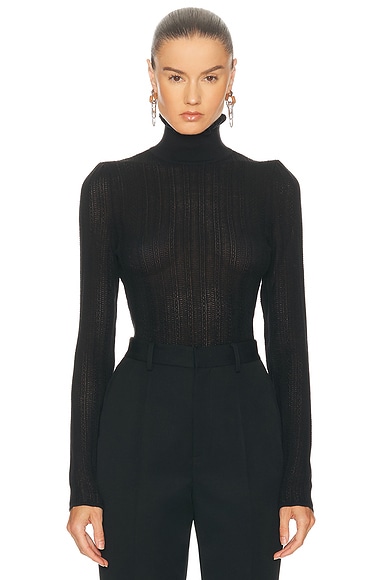 Ralph Lauren Collection Long Sleeve Turtleneck Top in Black