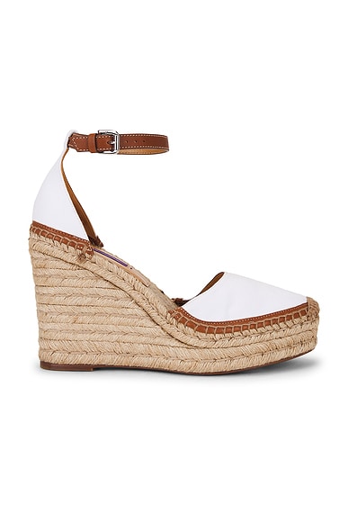 Ralph Lauren Collection Parson Espadrille Wedge in Lux Cream & RL Gold